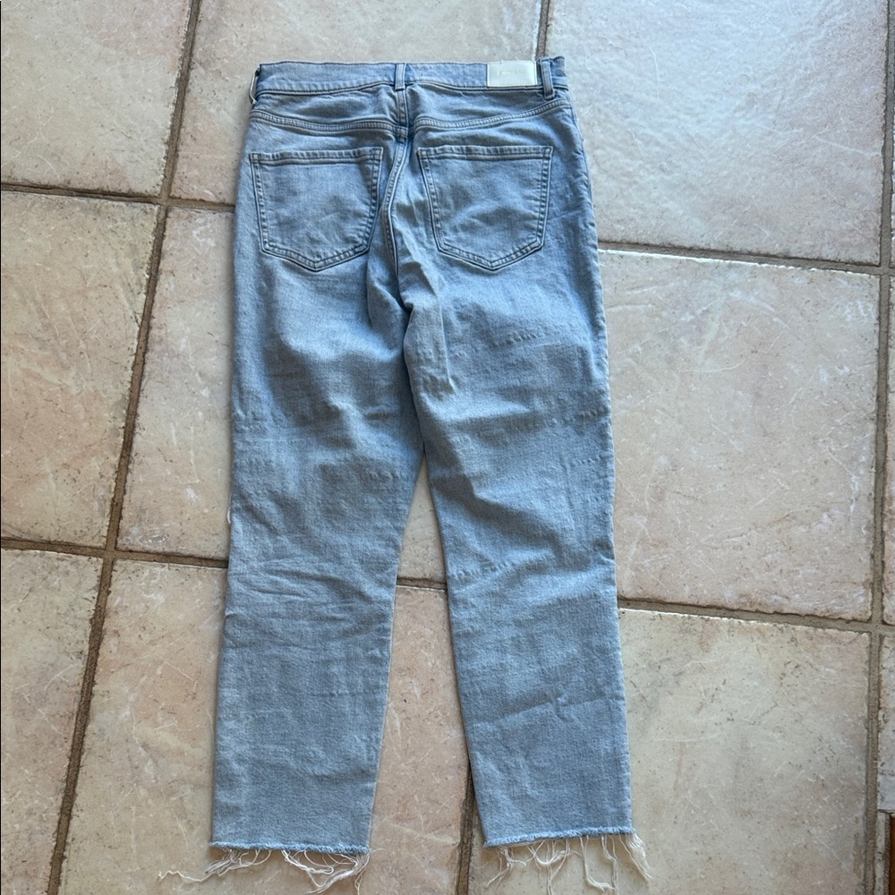 Express Women's Light Blue Distressed Straight-Leg Jeans - Picture 4 of 4